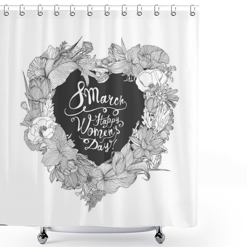 Personality  8 March. Happy Woman's Day! Floral Heart Shower Curtains