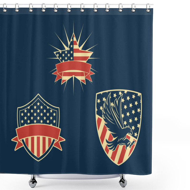 Personality  Usa Badges Set Shower Curtains