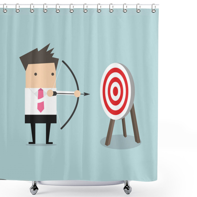 Personality  Businessman With Archery Bow Vector Shower Curtains