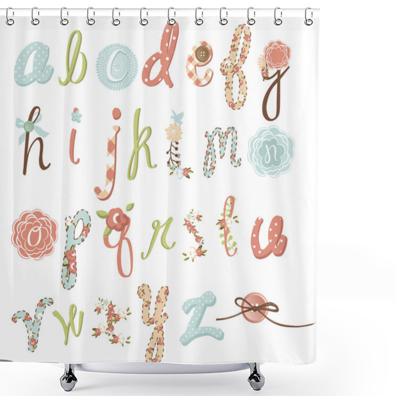 Personality  Unique Vector Flower Font. Amazing Hand Drawn Alphabet. Shower Curtains