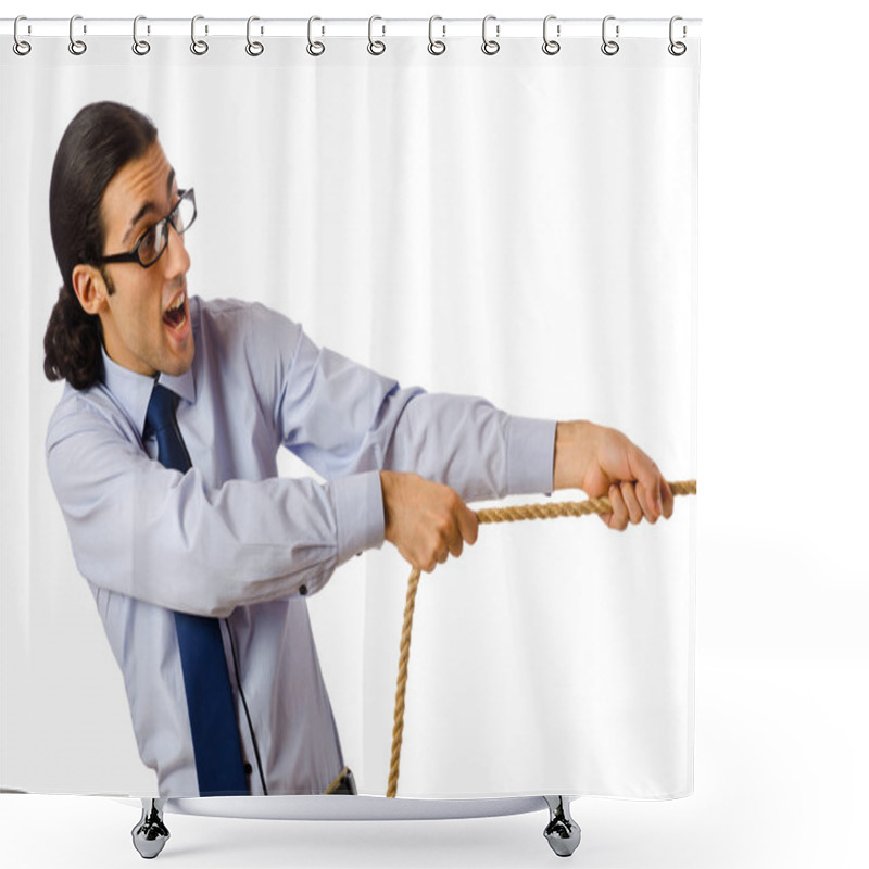 Personality  Businessman In Tug Of War Concept Shower Curtains