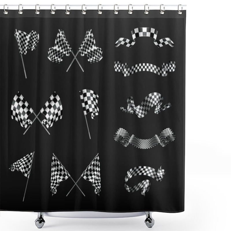 Personality  Checkered Flags, Vector, Set Shower Curtains