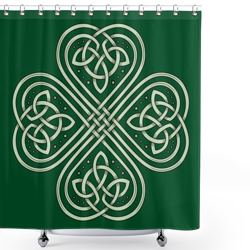 Personality  Lucky Four Leaf Clover In The Celtic Style Shower Curtains