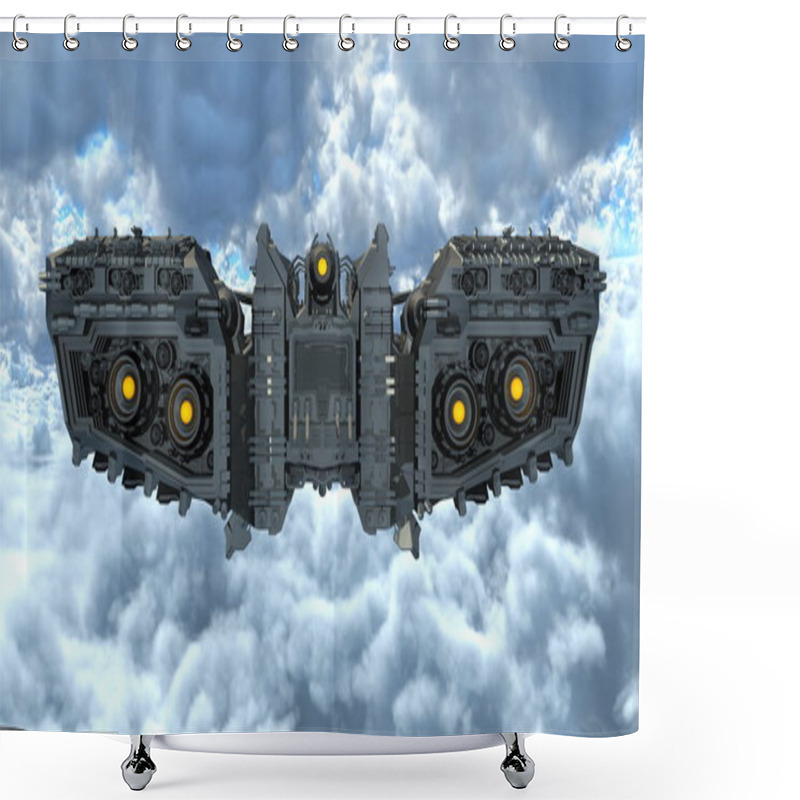 Personality  3D CG Rendering Of Space Ship Shower Curtains