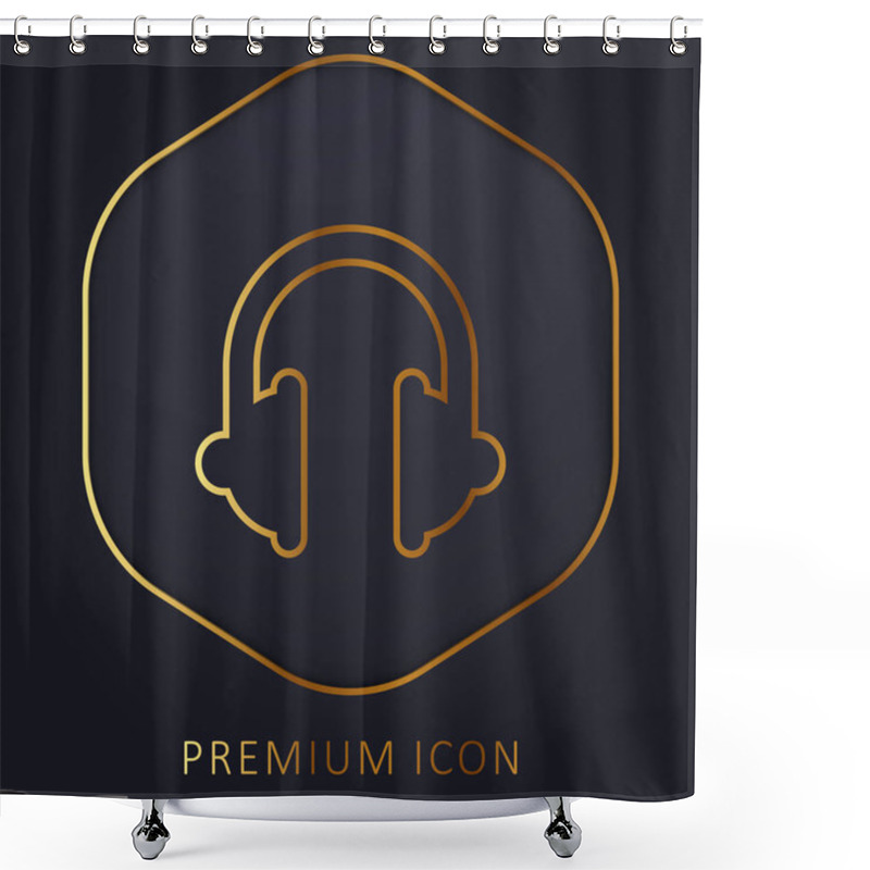 Personality  Big Headphones Golden Line Premium Logo Or Icon Shower Curtains