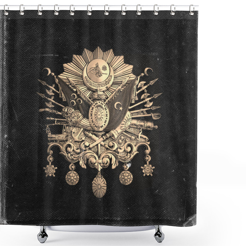 Personality  Worn Photo Paper Look Image Of Ottoman Empire Emblem, ( Old Turkish Symbol ) Shower Curtains