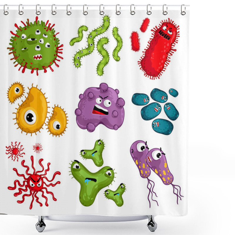 Personality  Cartoon Bacteria Characters Isolated Vector Shower Curtains