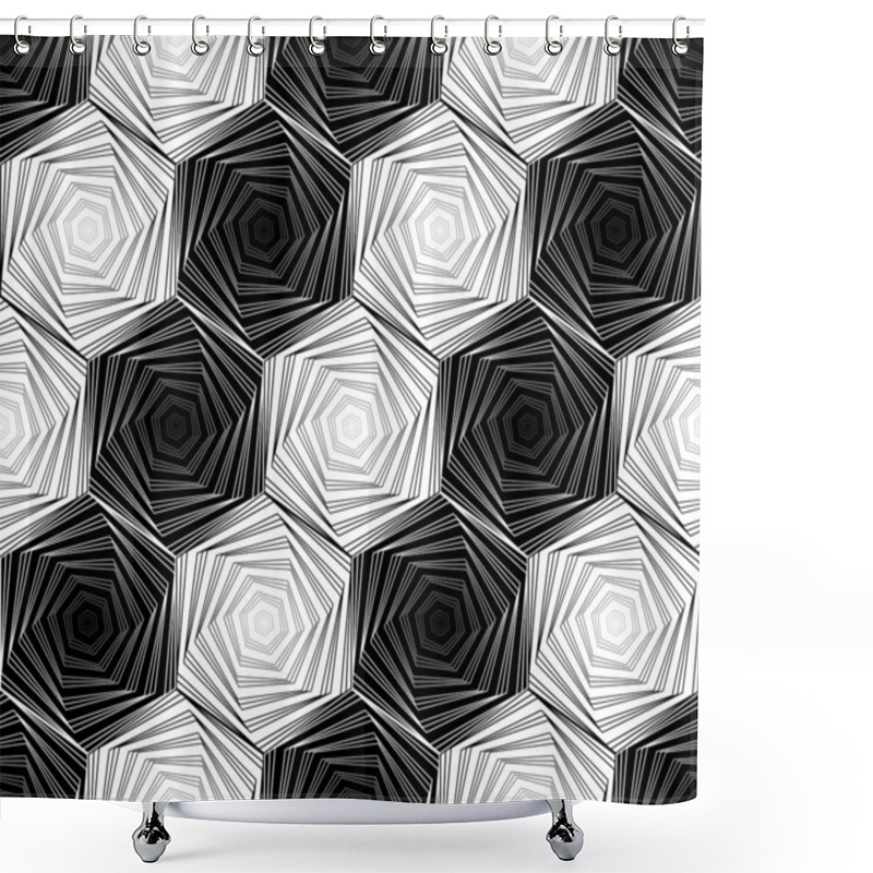 Personality  Design Seamless Monochrome Hexagon Geometric Pattern Shower Curtains