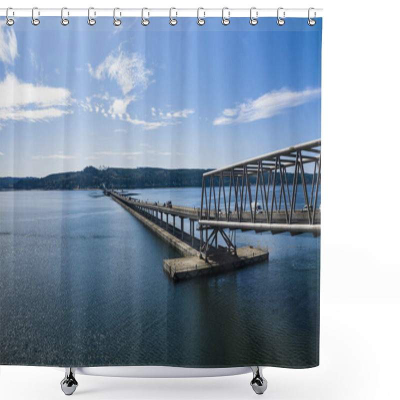 Personality  Hood Canal Floating Bridge  Looking Across Squamish Harbor To Poulsbo Washington Shower Curtains