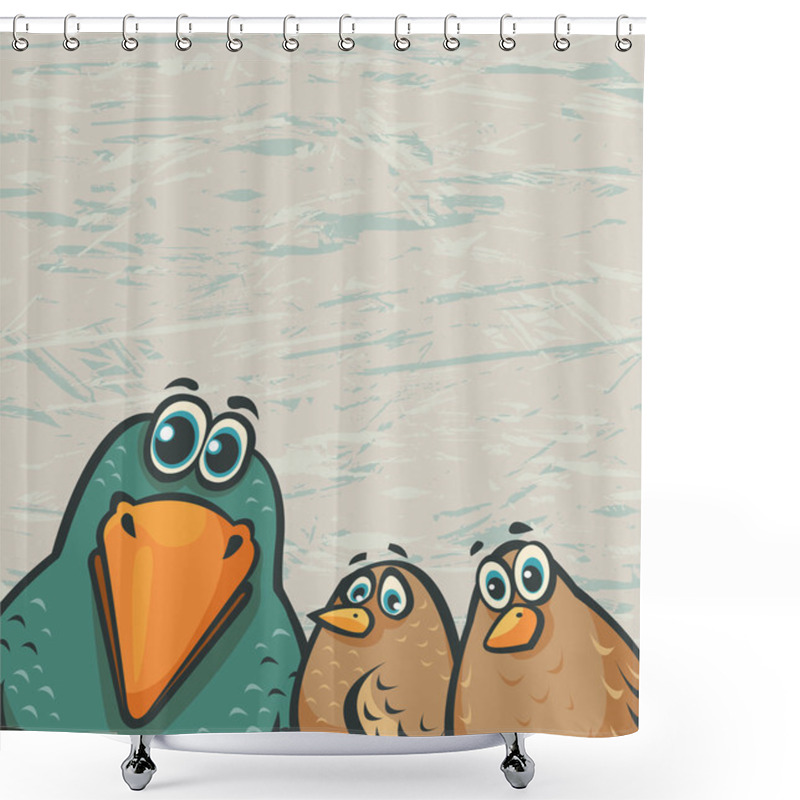 Personality   Cartoon Birds - Funny Crow And Sparrows Shower Curtains