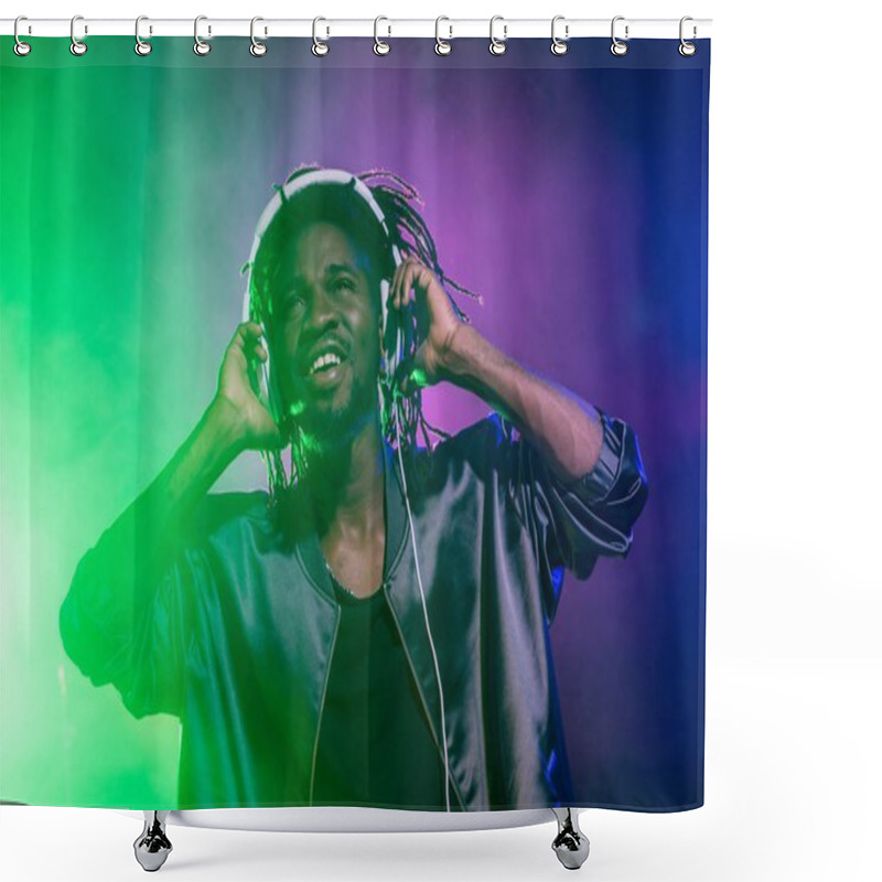 Personality  DJ In Headphones On Concert Shower Curtains