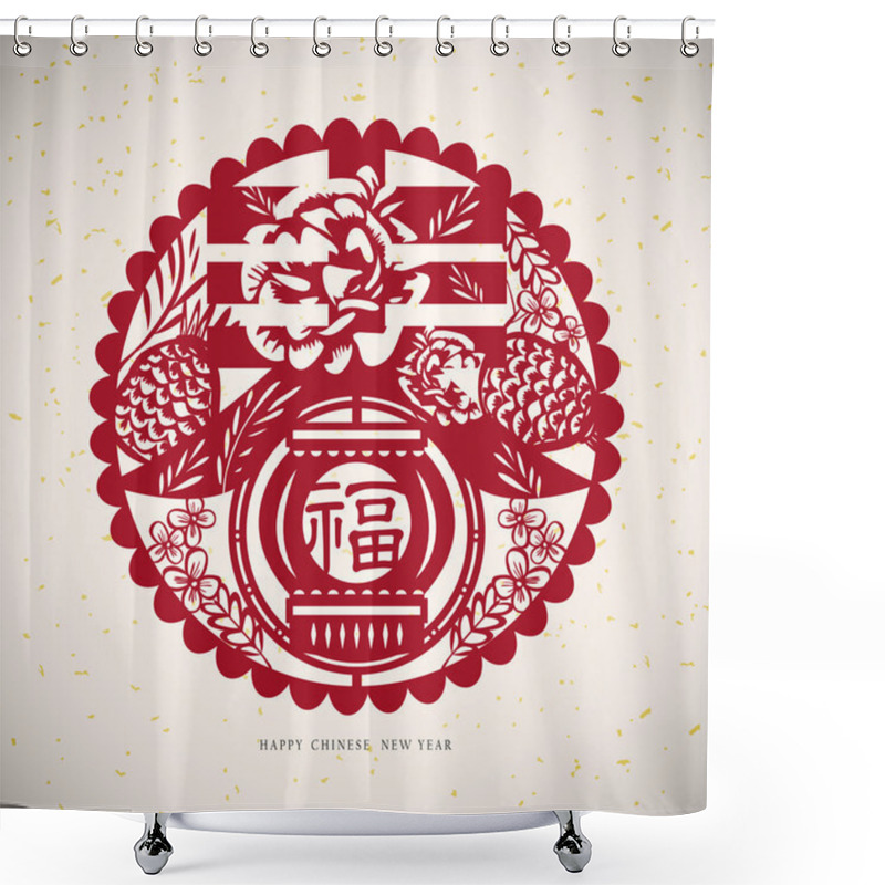 Personality  Chinese Paper Cut Arts  Shower Curtains