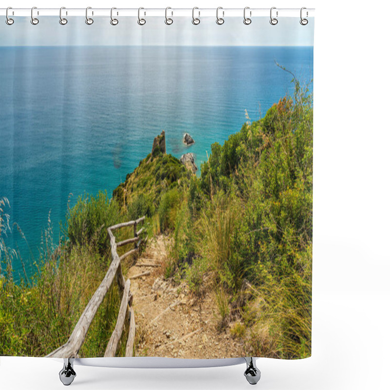 Personality  Scenic Sight Along The Lovers Path (Sentiero Degli Innamorati) In Ascea Marina, Cilento, Campania, Italy, Shower Curtains