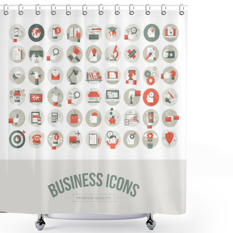 Personality  Set Of Flat Design Business Icons Shower Curtains