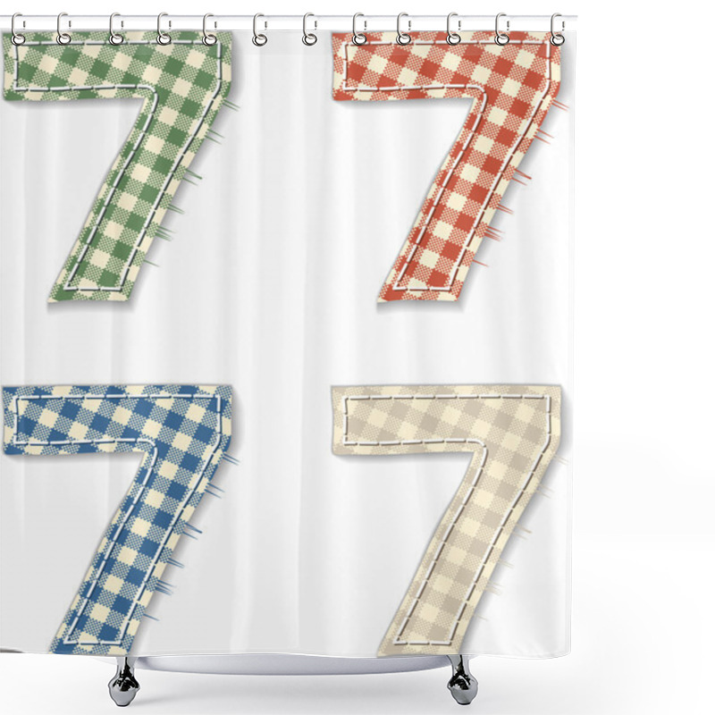 Personality  Checkered Linen Fabric Numbers 7 Shower Curtains