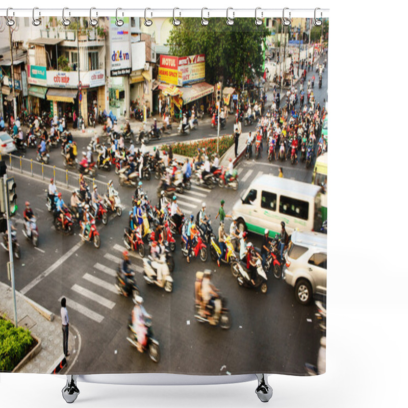 Personality  Transfer By Motorbike, Unsafe Situation, Viet Nam Shower Curtains