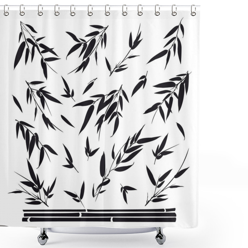 Personality  Bamboo Branches Isolated On White Background. Vector Illustration. Shower Curtains