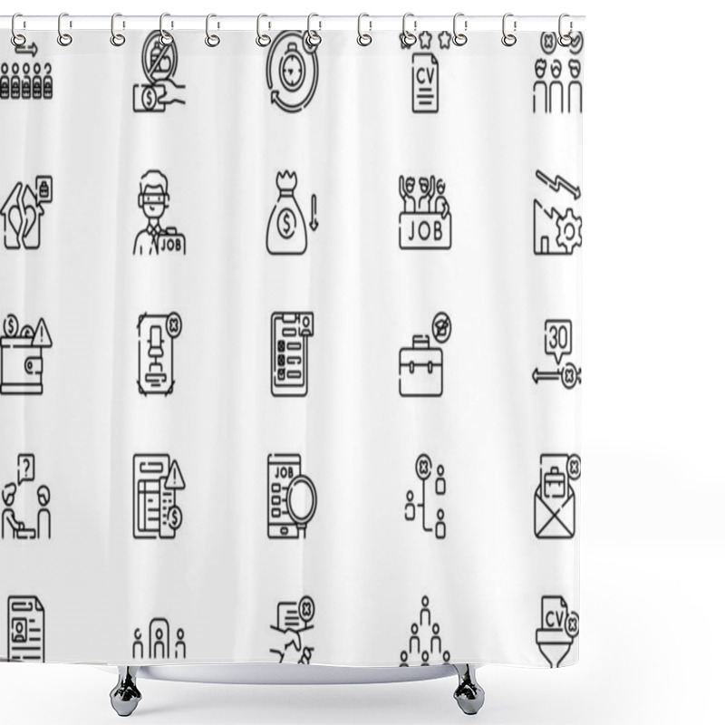 Personality  Unemployment Icons Collection Is A Vector Illustration With Editable Stroke. Shower Curtains