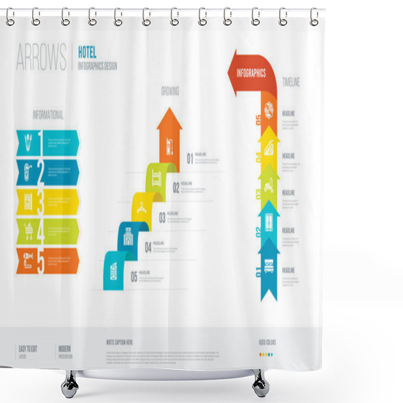 Personality  Arrows Style Infogaphics Design From Hotel Concept. Infographic  Shower Curtains