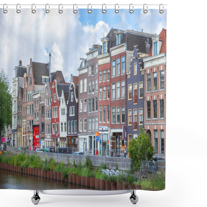 Personality  Amsterdam, Netherlands-June 11, 2024: Canal Side House In Old Town Shower Curtains