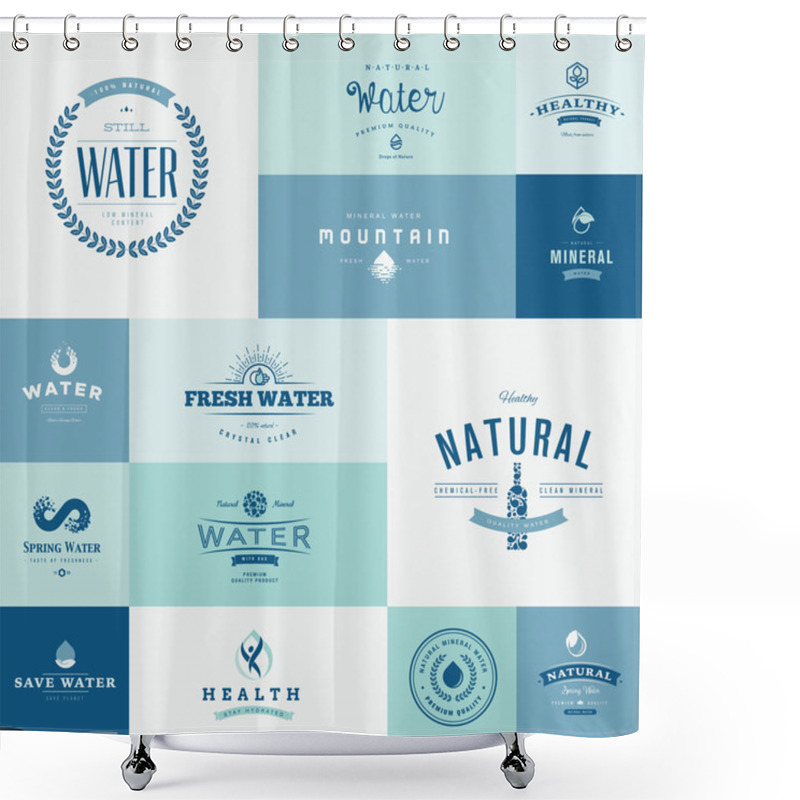 Personality  Set Of Flat Design Icons For Water Shower Curtains