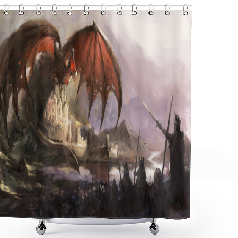 Personality  Dragon Castle Shower Curtains