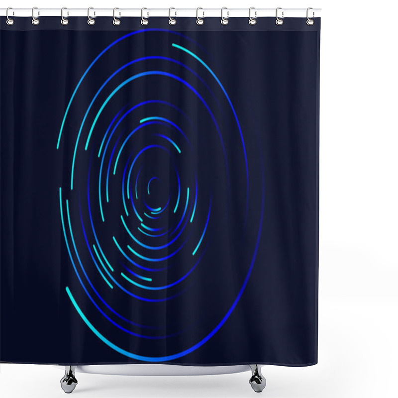 Personality  Abstract Vortex, Circular Swirl Lines. Star Trails Around In The Night Sky. Luminous Helix Shower Curtains