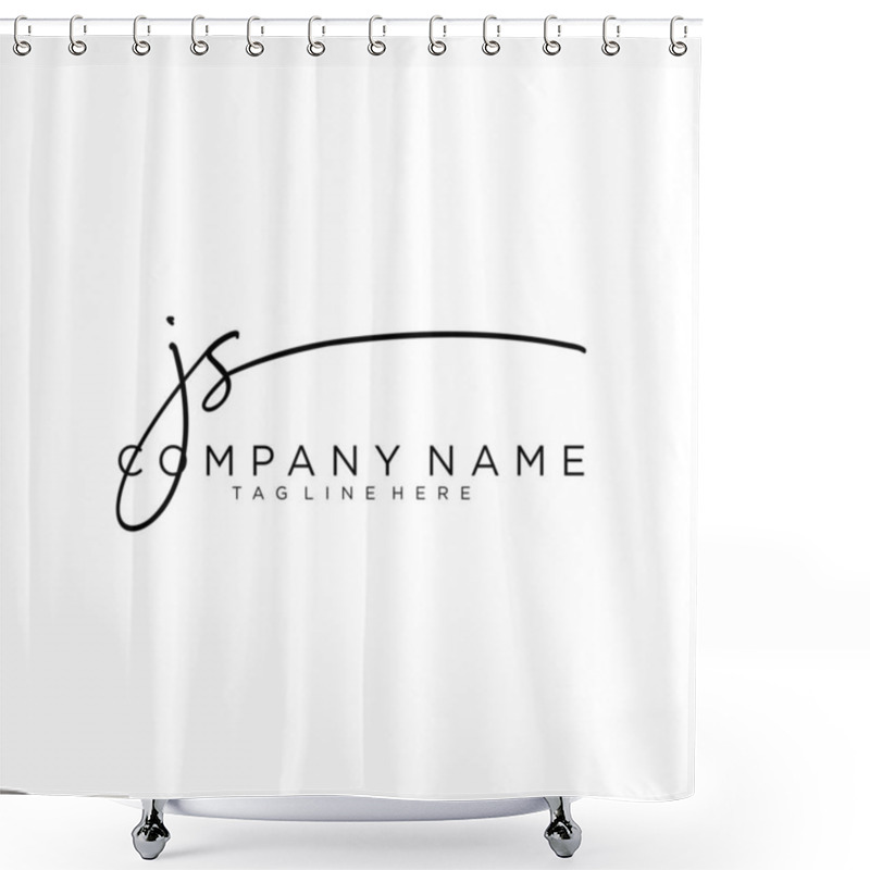 Personality  Initial Letter JS Signature Handwriting Logo Vector Shower Curtains