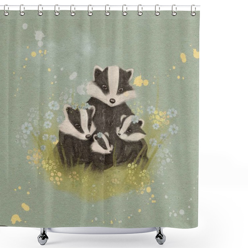 Personality  Woodland Animal For Baby Clothes Fabric And Scrapbook, Baby Shower Invitation, Greeting Card, Wall Art, Postcard Shower Curtains