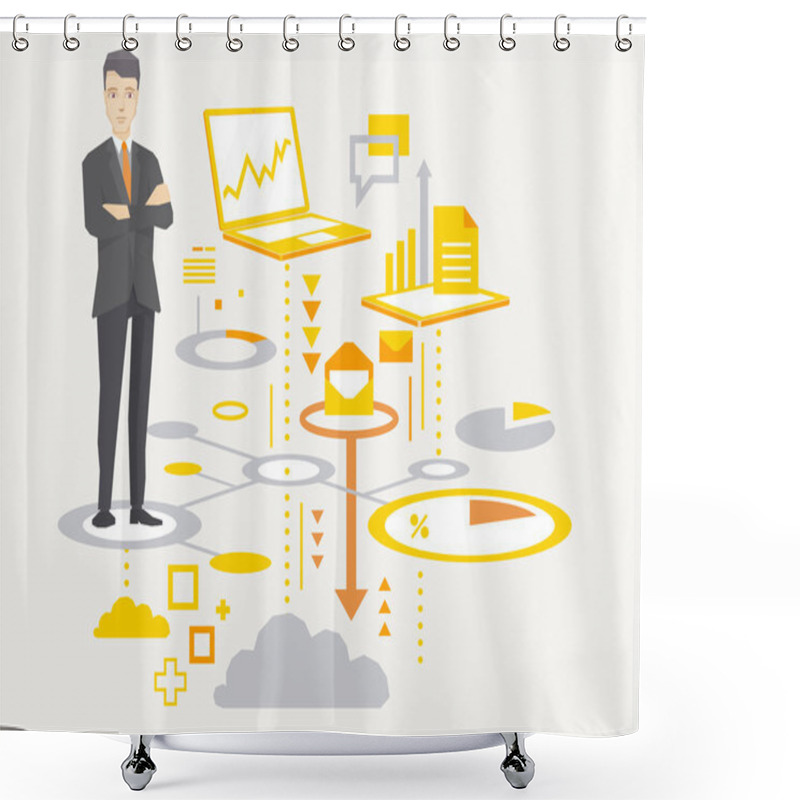 Personality  Vector Illustration Of A Portrait Of The Leader Of A Businessman Shower Curtains