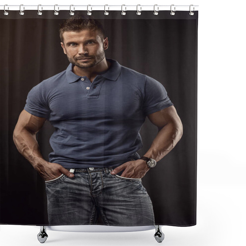 Personality  Muscular Rich Business Man Portrait Shower Curtains