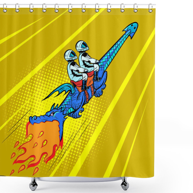 Personality  Astronauts Fly Into Space On A Dragon Shower Curtains