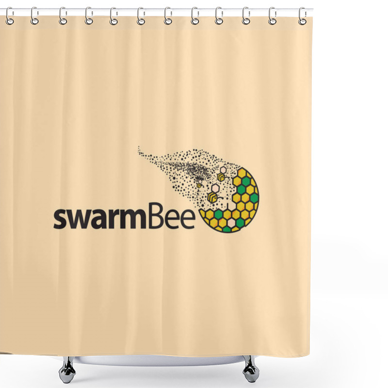 Personality  Swarm Bee Logo Vector Element. Bee Vector Template Shower Curtains