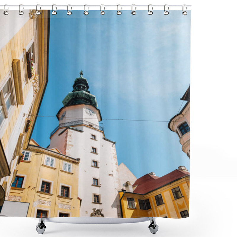 Personality  Michael Tower Gate And Old Town Medieval Buildings In Bratislava, Slovakia Shower Curtains