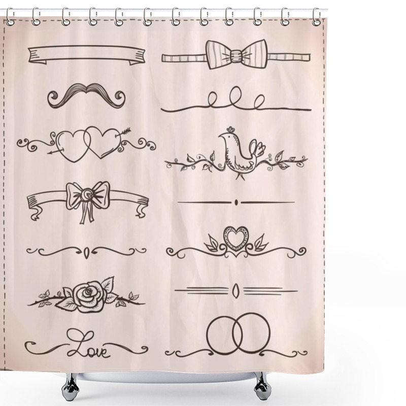 Personality  Hand-drawn Graphic Line Elements And Borders. Shower Curtains