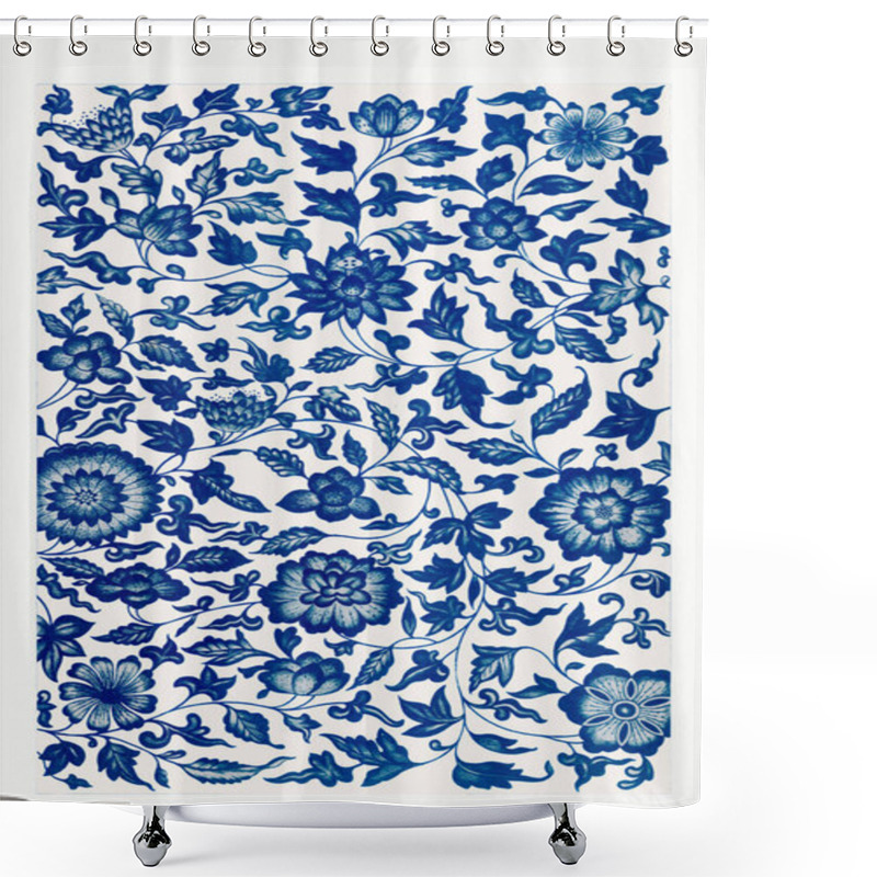 Personality  Blue And White Floral Design. Oriental Floral Pattern. Shower Curtains