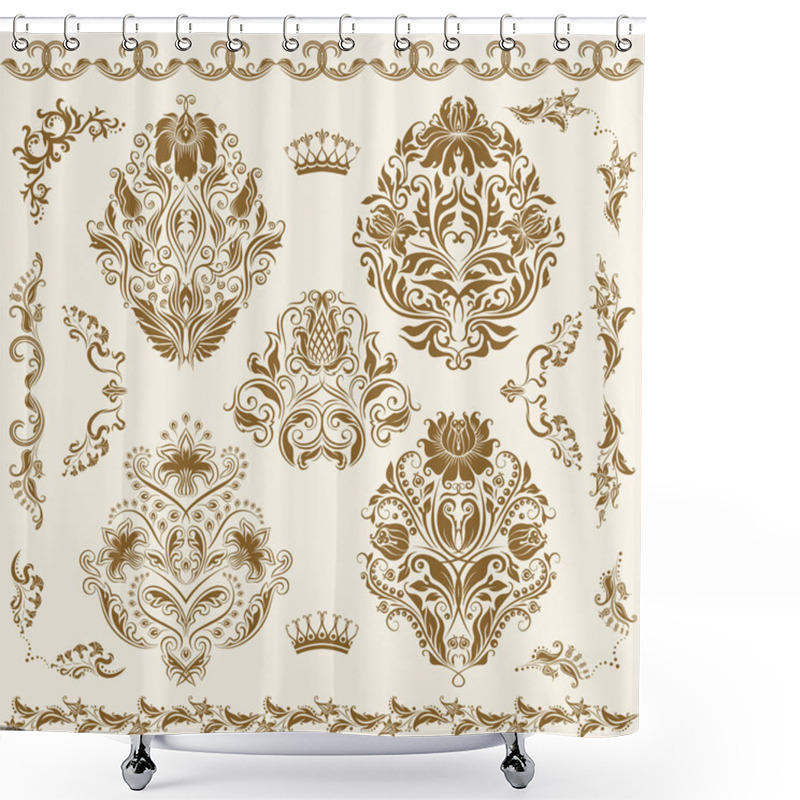 Personality  Set Of Vector Damask Ornaments. Shower Curtains