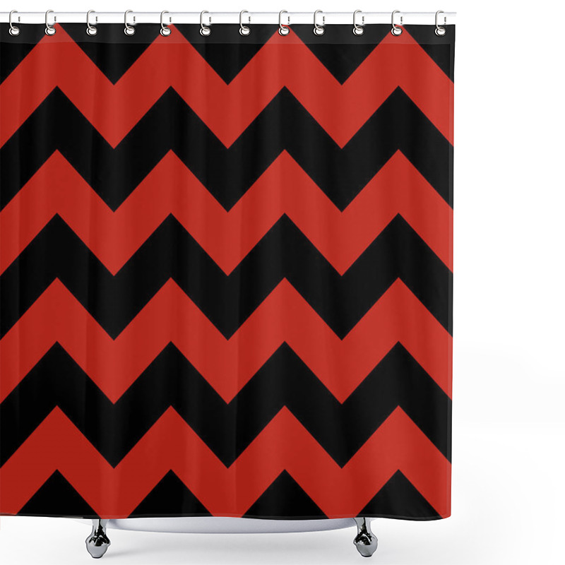 Personality  Abstract Black And Red Geometric Zigzag Texture. Vector Illustration. Shower Curtains