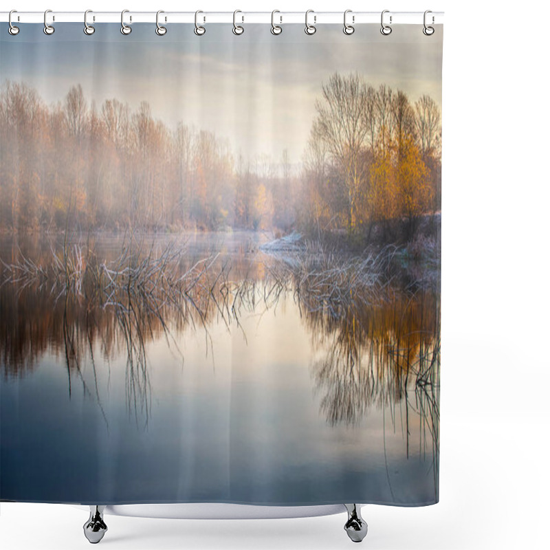 Personality  Morning On The River Shower Curtains