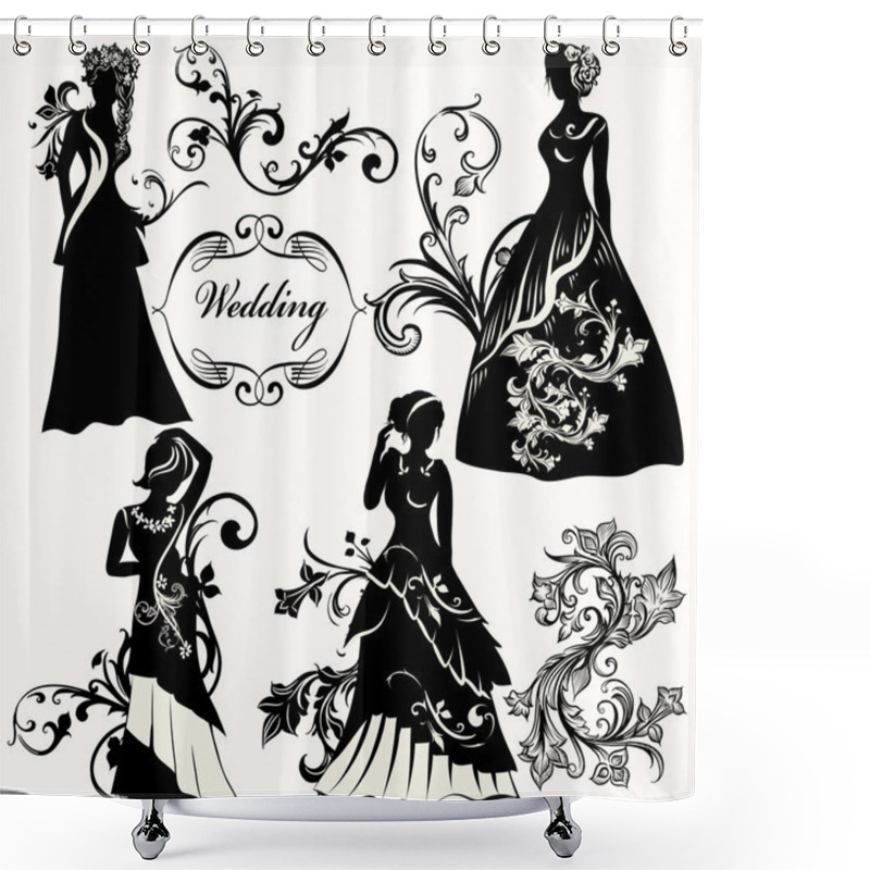 Personality  Collection Of Wedding Design Elements Shower Curtains