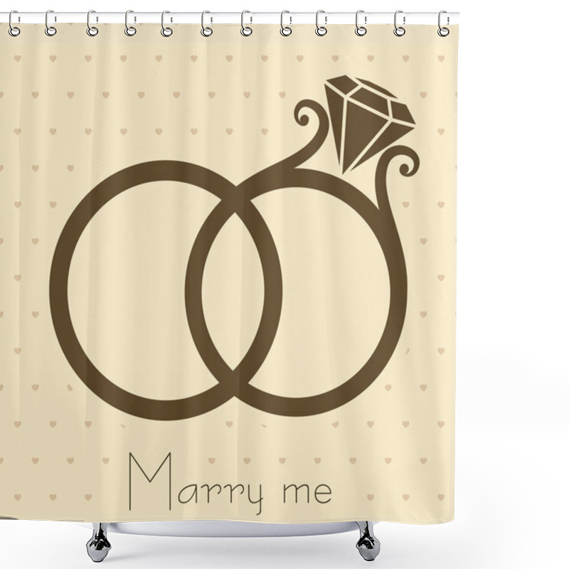 Personality  Wedding Rings With Diamond Shower Curtains