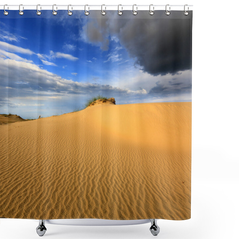 Personality  Dunes In Sandy Desert Under Thunder Sky Shower Curtains