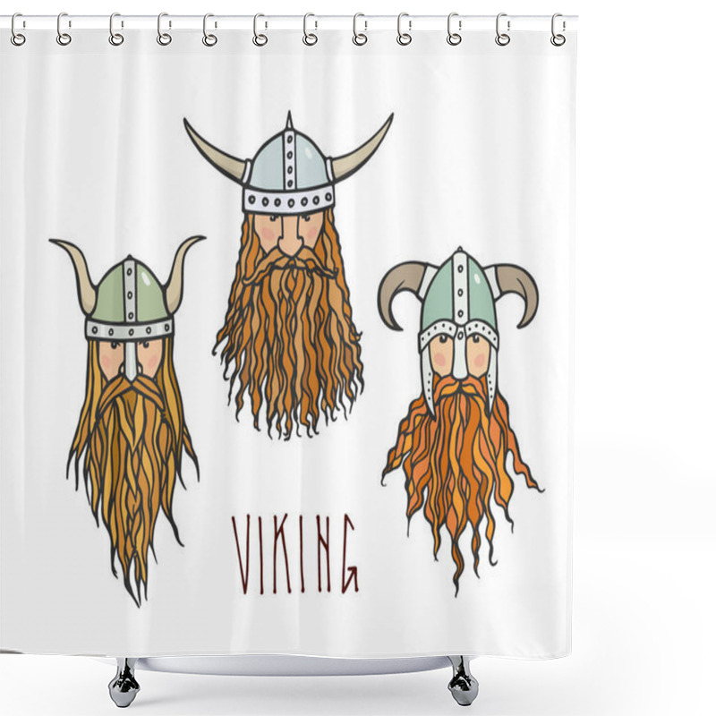 Personality  Hand Drawn Vikings Shower Curtains