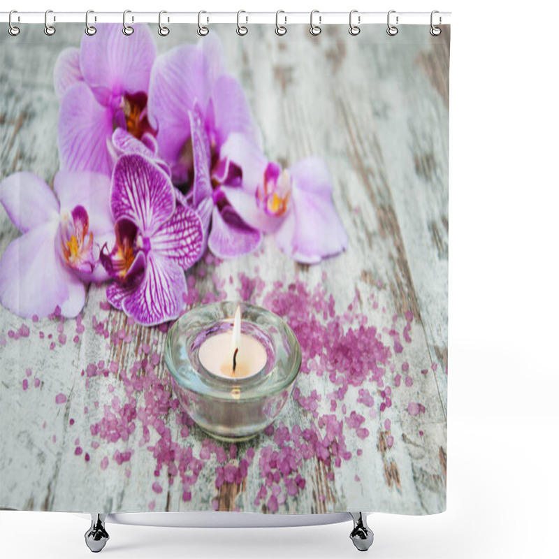 Personality  Candle With Orchids Shower Curtains