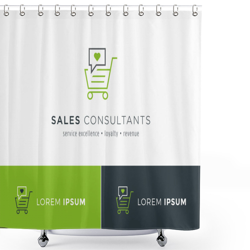 Personality  Sales Consultant, Sales Trainer Or Mystery Shopper Company Logo. Shower Curtains