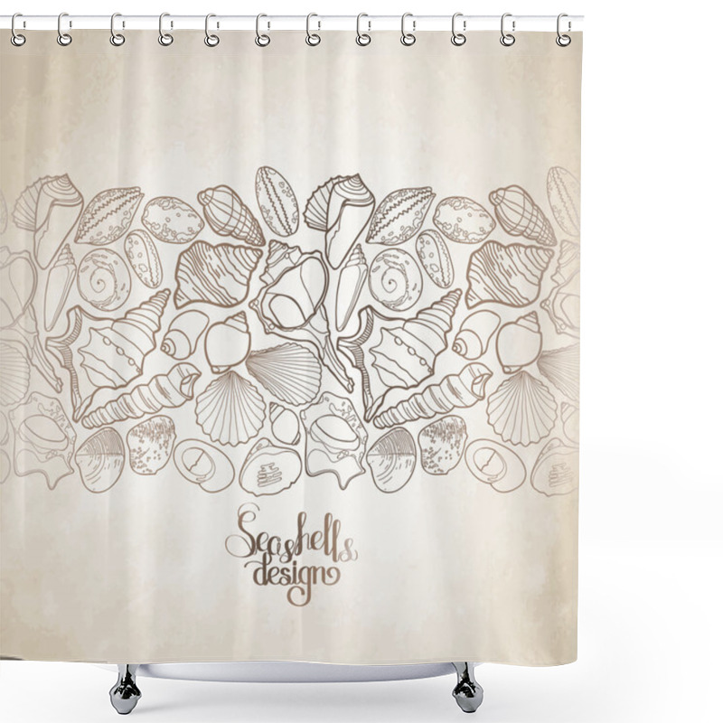 Personality  Graphic Seashells Border Shower Curtains