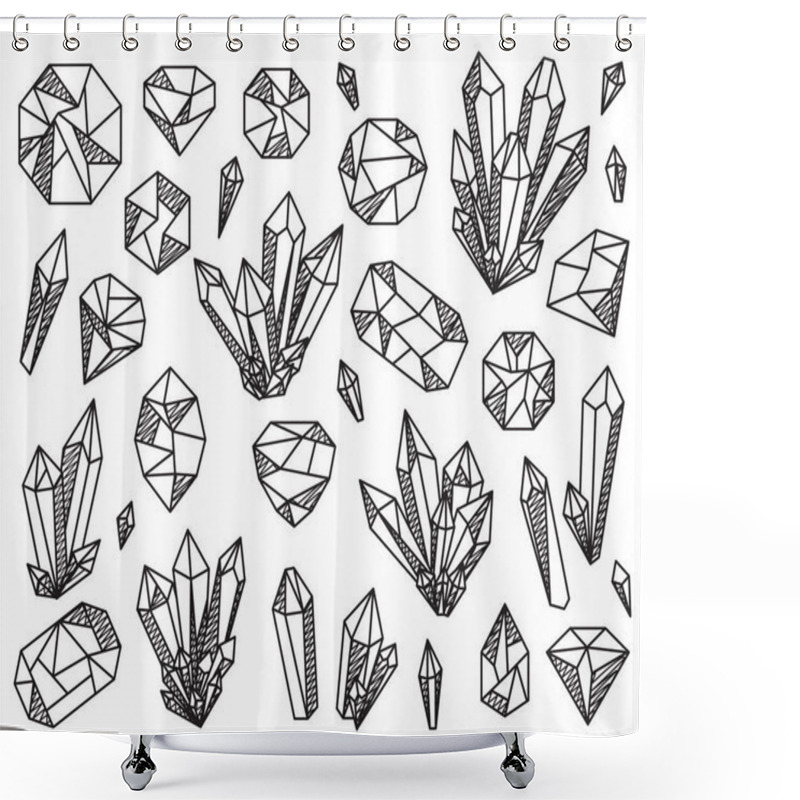 Personality  Vector Collection Of Beautiful Crystals And Gemstones Shower Curtains