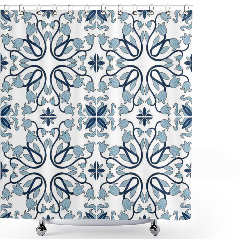 Personality  Illustrated Portuguese Tiles Shower Curtains