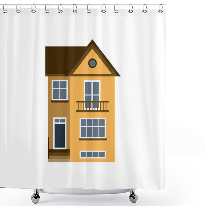 Personality  House Front View Vector Illustration Building Architecture Home Construction Estate Residential Property Roof Apartment Housing Cottage Shower Curtains