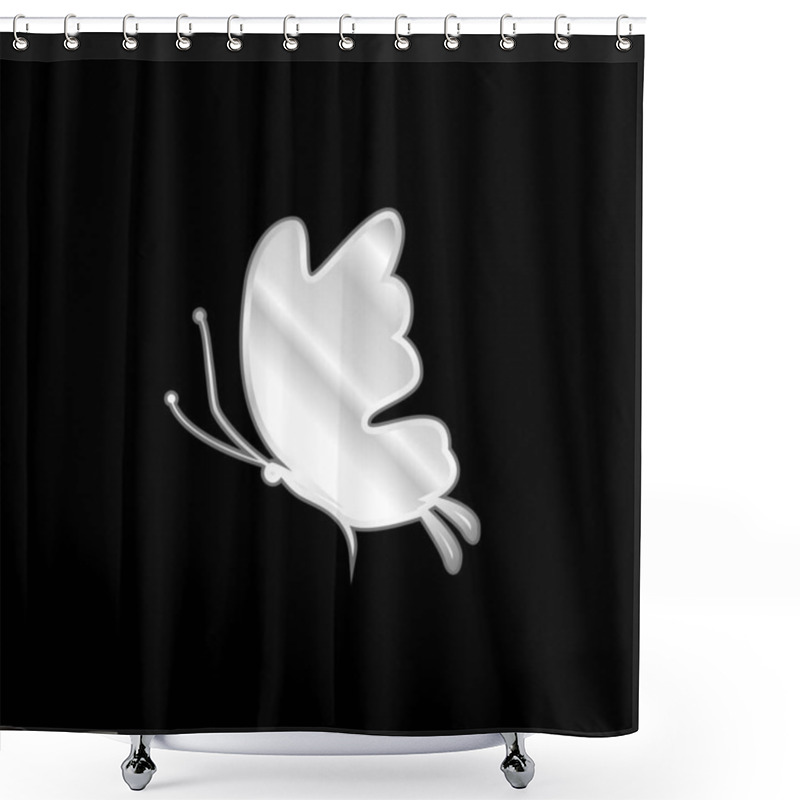 Personality  Beautiful Butterfly Silhouette Silver Plated Metallic Icon Shower Curtains